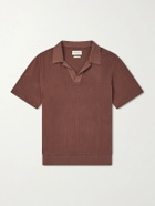 Oliver Spencer - Westcott Open-Collar Organic Cotton Polo Shirt - Brown