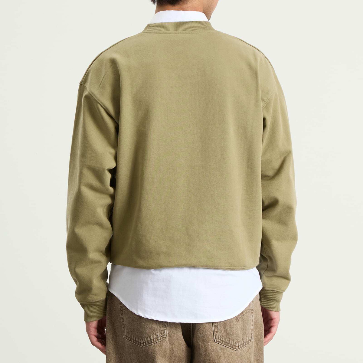 Bram's Fruit Men's Garden Hose Chain Stitch Crewneck Sweatshirt in Solid Olive Green
