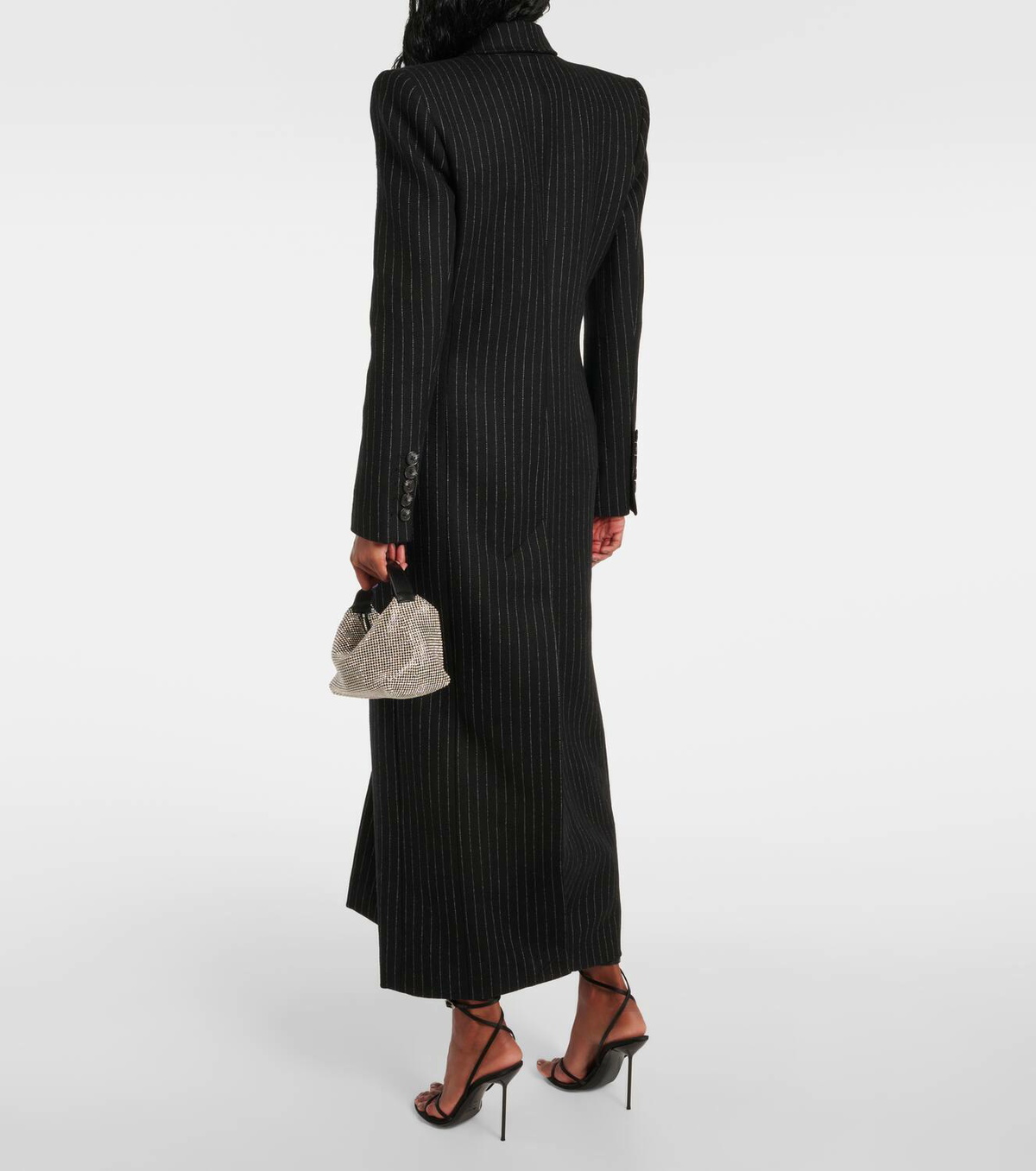 Alex Perry Pinstripe wool-blend coat