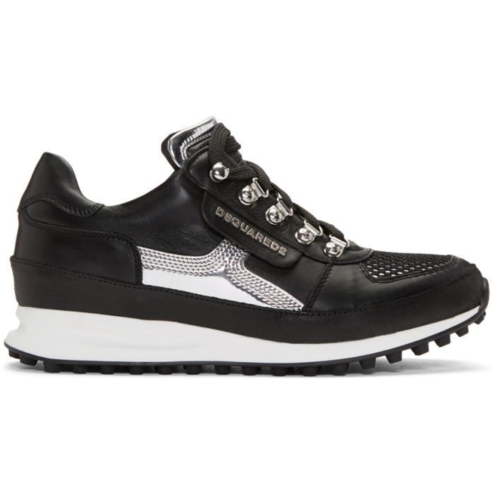 Photo: Dsquared2 Black and Silver Dean Goes Hiking Sneakers
