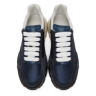 Alexander McQueen Navy and Silver Court Trainer Sneakers
