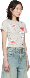 Maison MIHARA YASUHIRO Taupe Embellished Sticker Mini T-shirt
