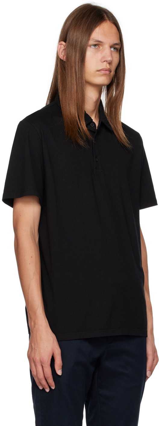 Vince Black Garment-Dyed Polo