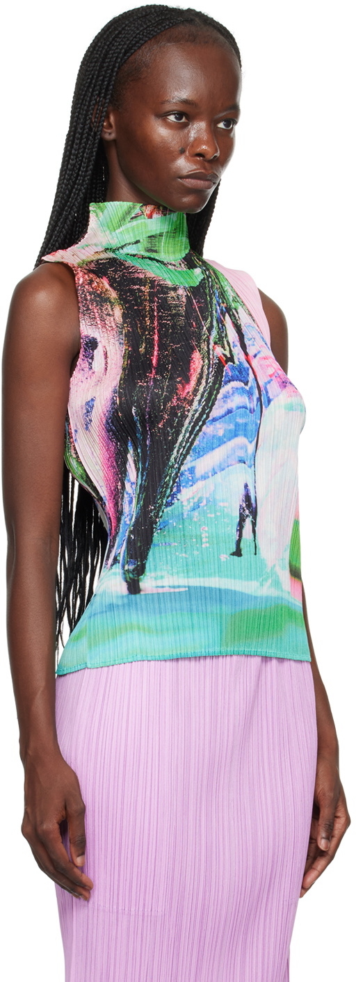 Pleats Please Issey Miyake Multicolor Tropical Winter Tank Top