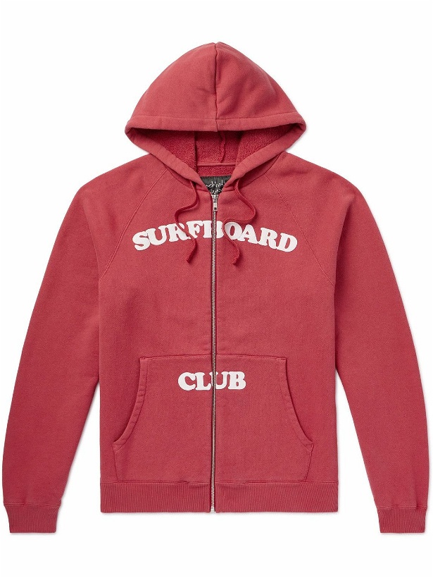 Photo: Stockholm Surfboard Club - Jaja Logo-Print Organic Cotton-Jersey Zip-Up Hoodie - Red