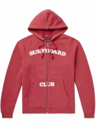 Stockholm Surfboard Club - Jaja Logo-Print Organic Cotton-Jersey Zip-Up Hoodie - Red
