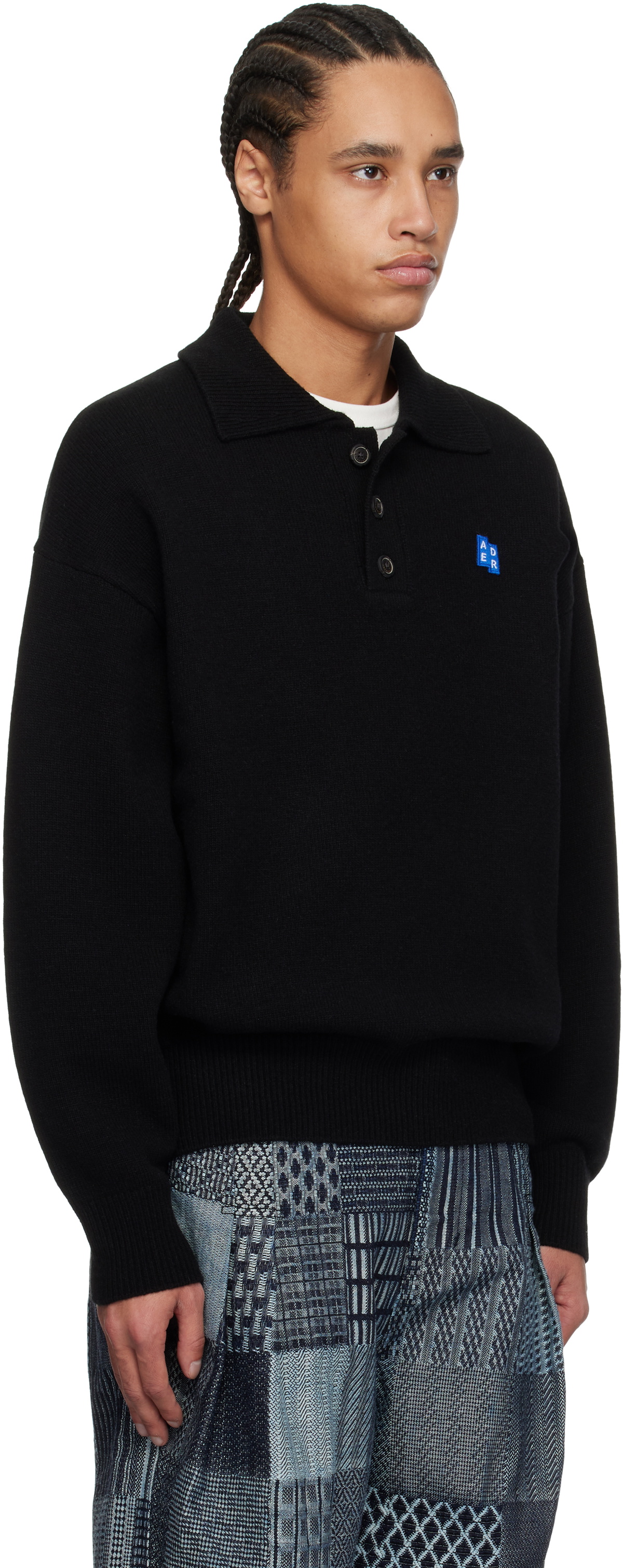 ADER error Black Significant TRS Tag Knit 02 Polo