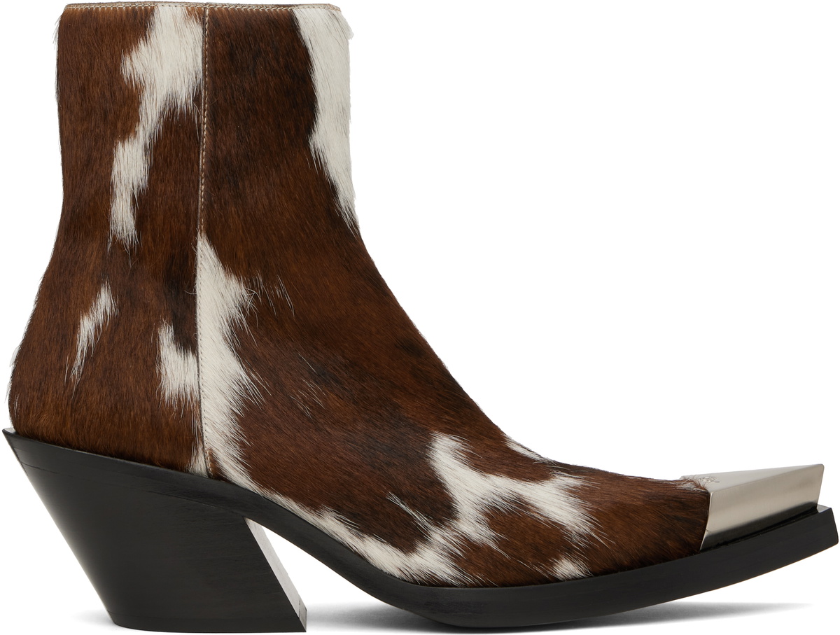 Achilles Ion Gabriel Brown & White Bang Ankle Boots