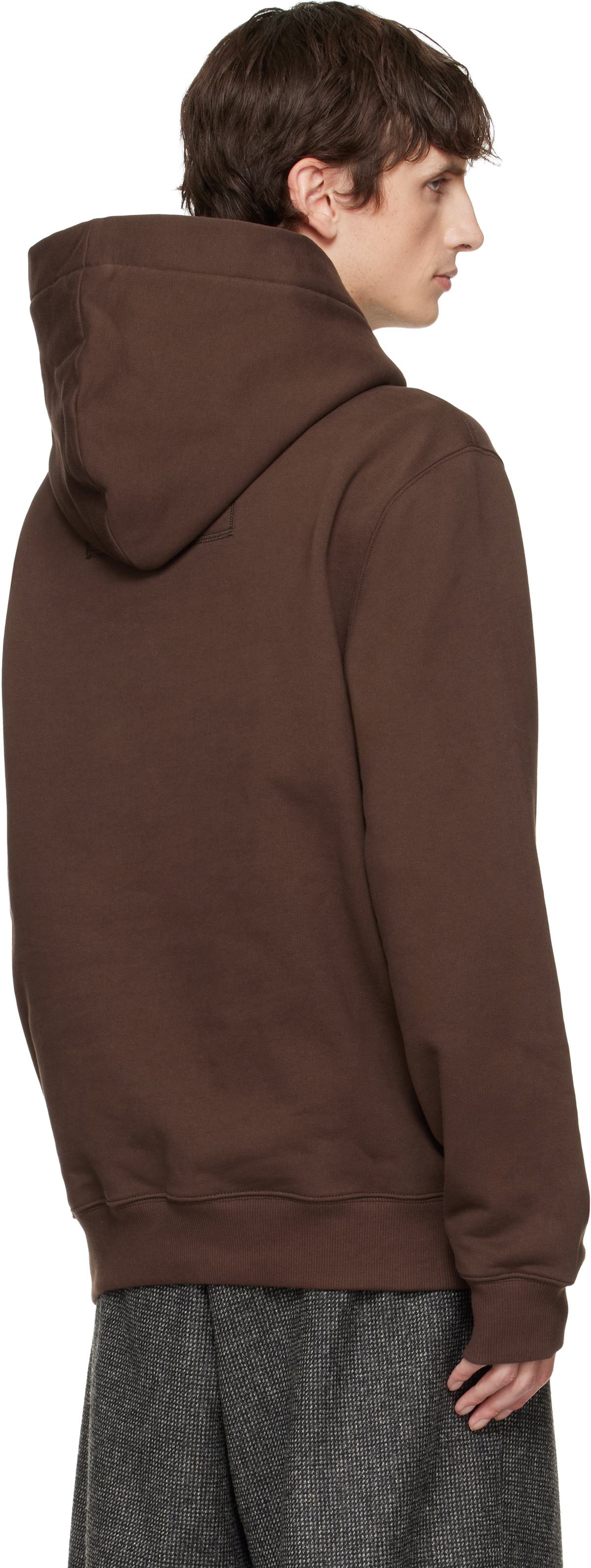 Lanvin Brown 'Lanvin' Embroidered Cotton Hoodie