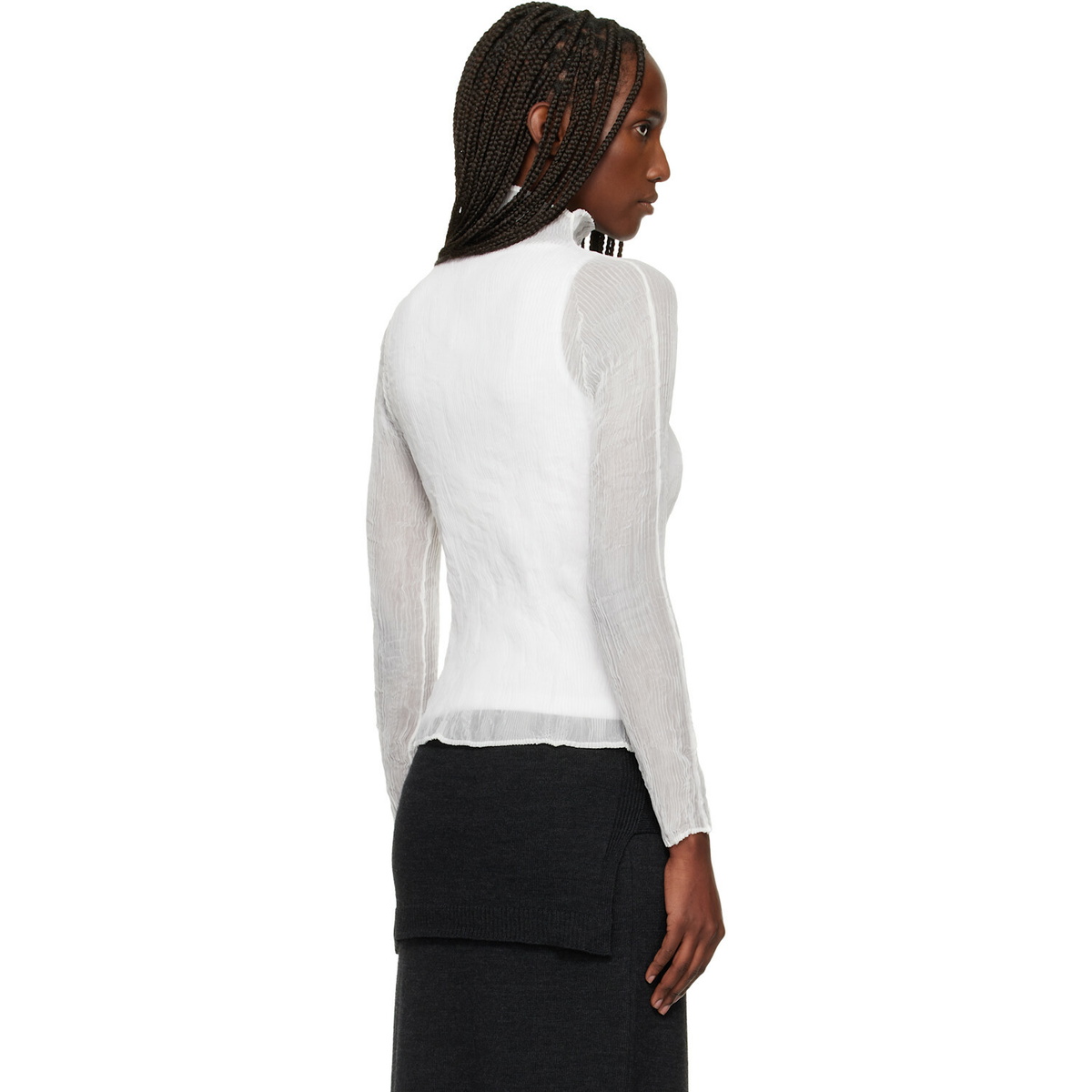 ISSEY MIYAKE White Chiffon Twist Top