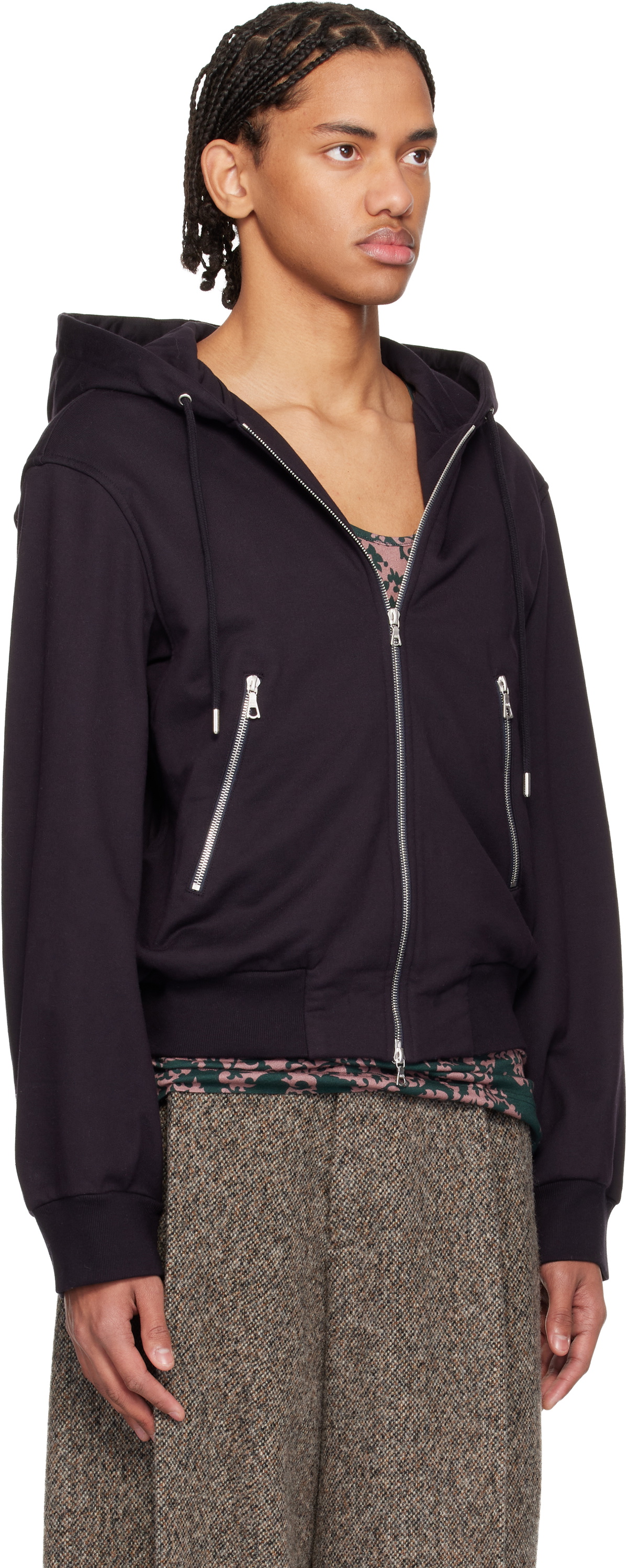 Dries Van Noten Navy Loose Zipped Hoodie