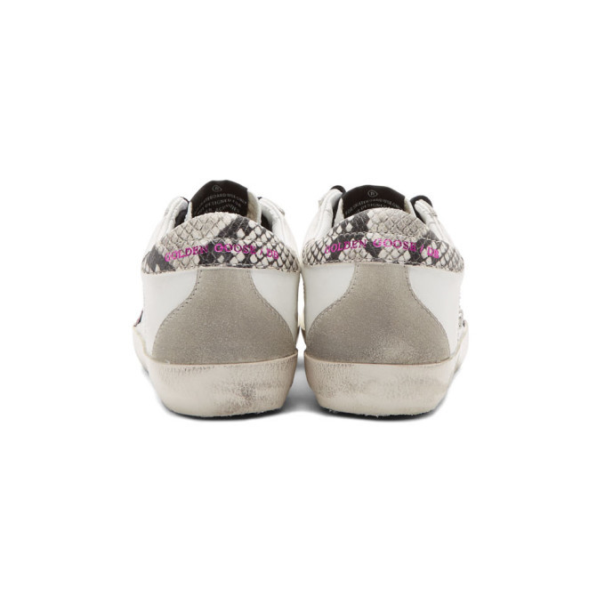 Golden Goose White Glitter Star Snakeskin Superstar Sneakers