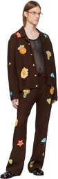 Casablanca Brown Motif Crochet Shirt