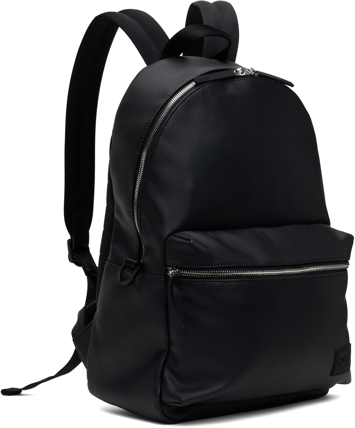 Hugo Black Perforated Faux Leather Backpack
