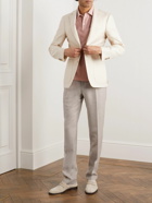 Canali - Straight-Leg Pleated Wool, Silk and Linen-Blend Trousers - Neutrals