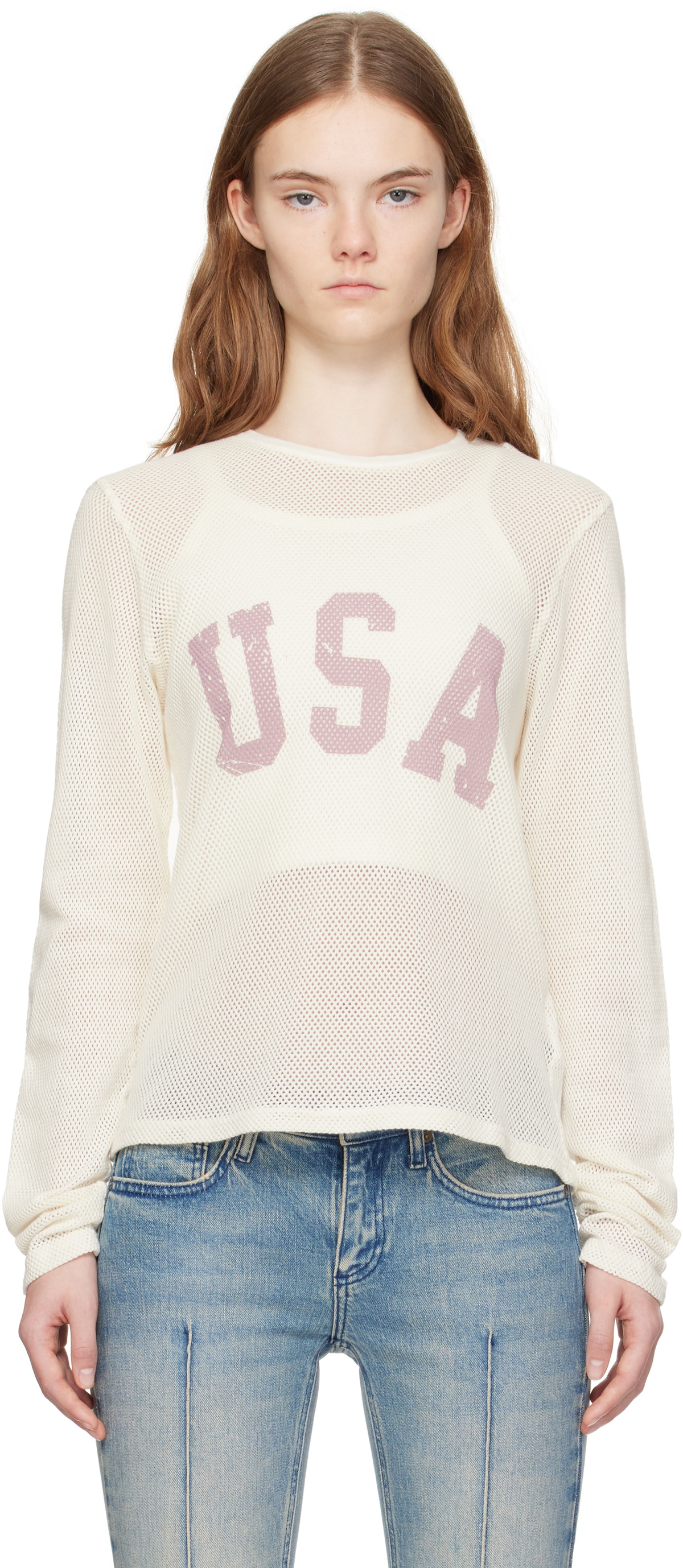 GUESS USA White Front Lettering T-shirt