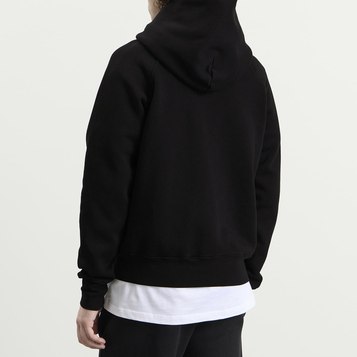 Les Tien Men's Heavyweight Raglan Zip Hoodie in Jet Black
