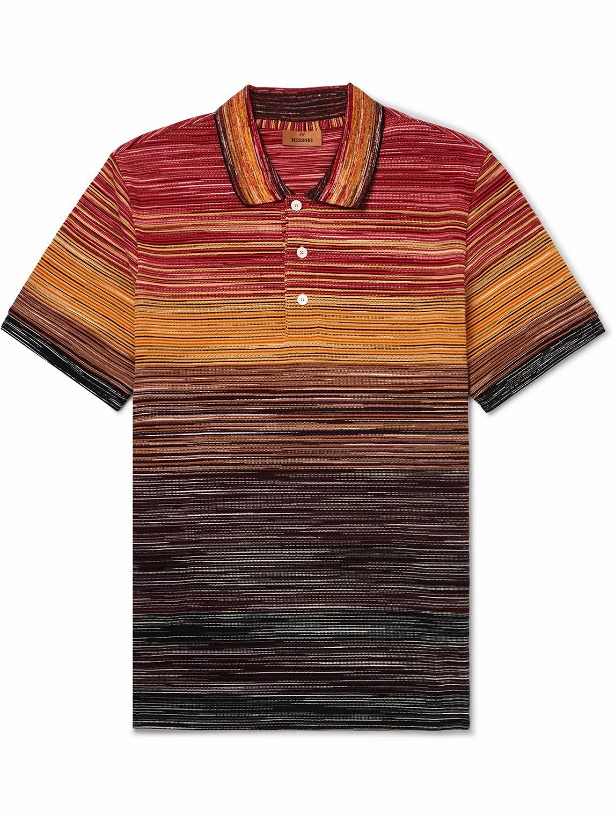 Photo: Missoni - Striped Space-Dyed Cotton-Piqué Polo Shirt - Orange