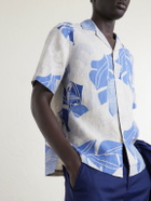 Frescobol Carioca - Roberto Camp-Collar Printed Linen Shirt - Blue