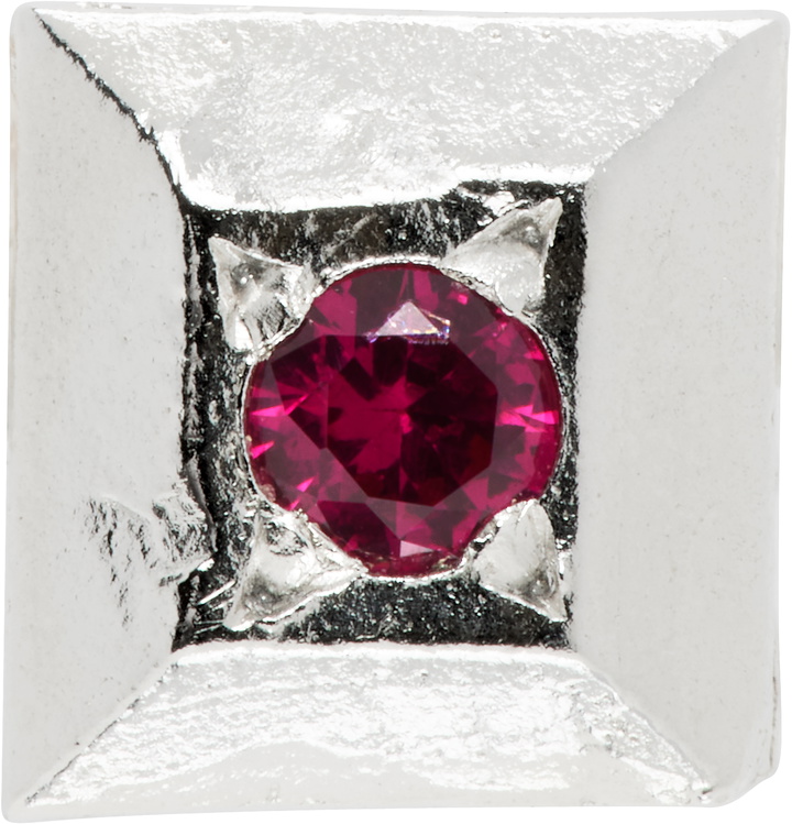 Photo: The Ouze SSENSE Exclusive Mini Cut Square Ruby Stud Single Earring