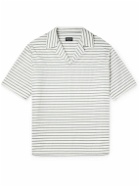 Giorgio Armani - Camp-Collar Striped Cotton Polo Shirt - White