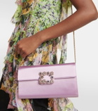 Roger Vivier Flower Strass satin clutch