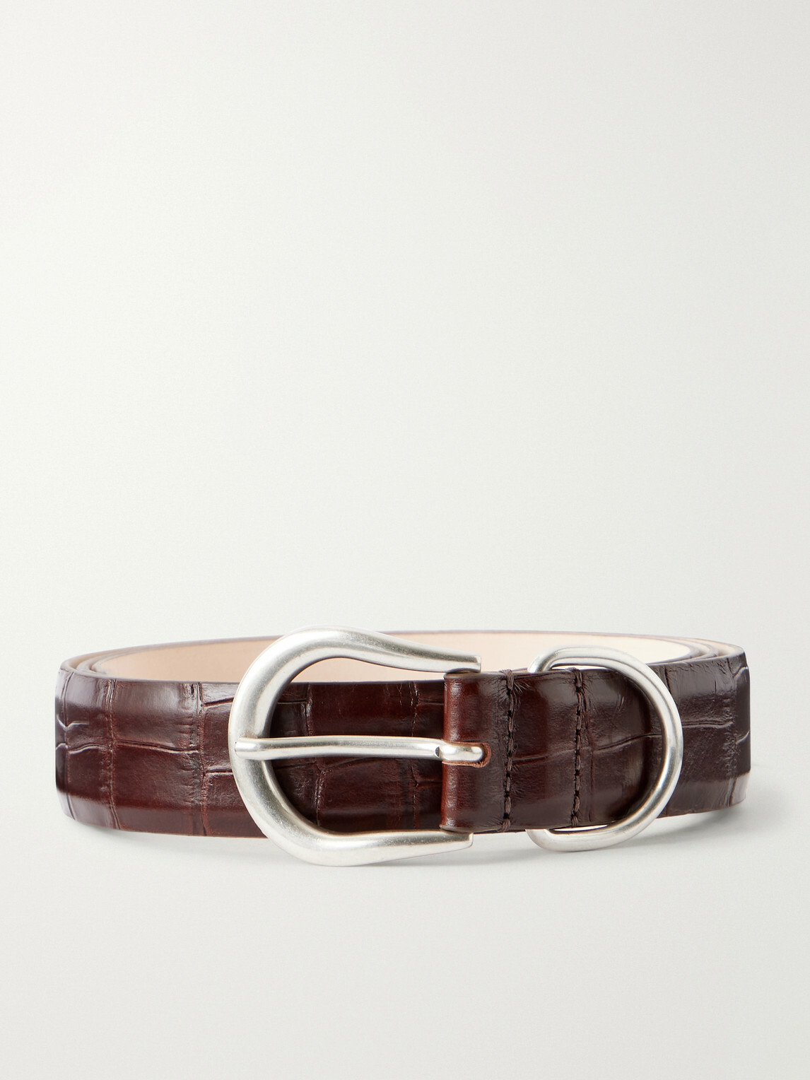 Déhanche - Hollyhock 3cm Croc-Effect Leather Belt - Brown