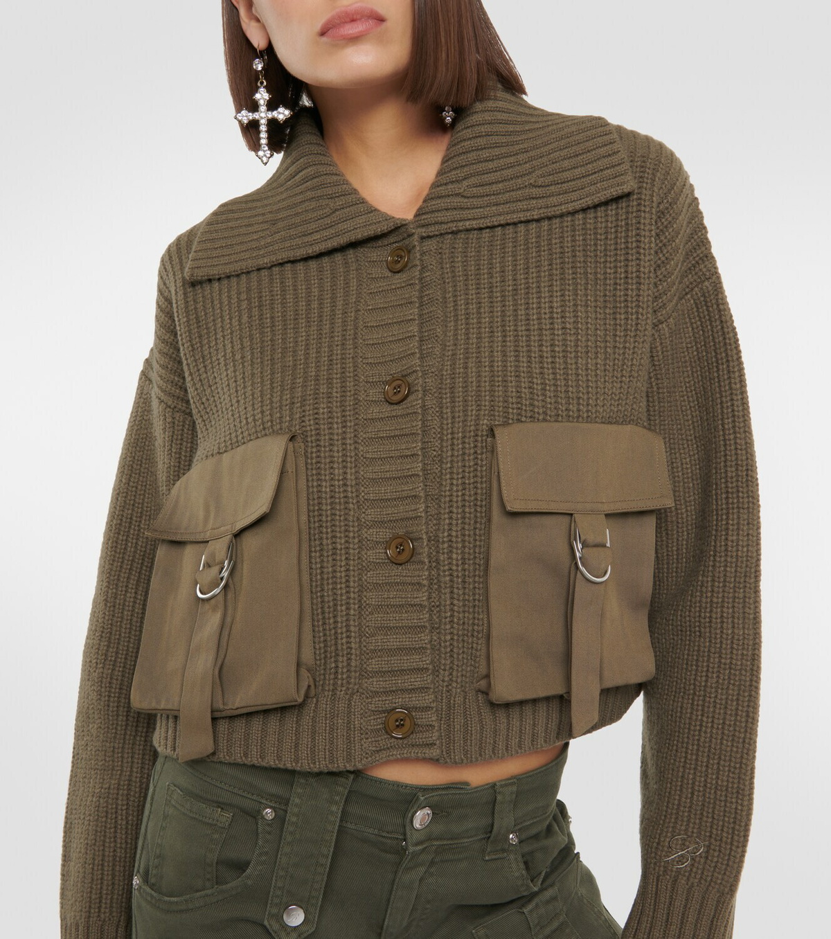 Blumarine Ribbed-knit wool cardigan
