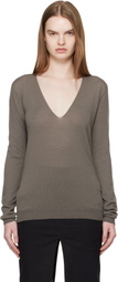 Rick Owens Gray Temple V Neck Pull Sweater