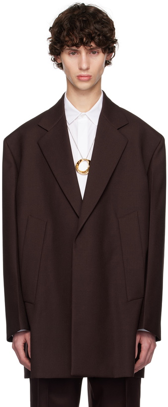 Photo: Jil Sander Burgundy Single-Breasted Blazer