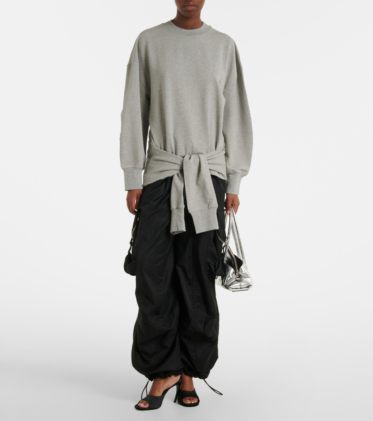 The Attico Oversized draped cotton-blend sweatshirt