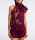 Retrofête Sigma sheer tie-neck lace top