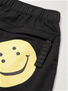 KAPITAL - Wide-Leg Belted Logo-Print Cotton-Twill Bermuda Shorts - Black