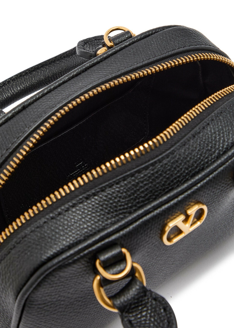 Valentino Garavani Vlogo Mini Pebbled Leather top Handle bag - Black - One Size