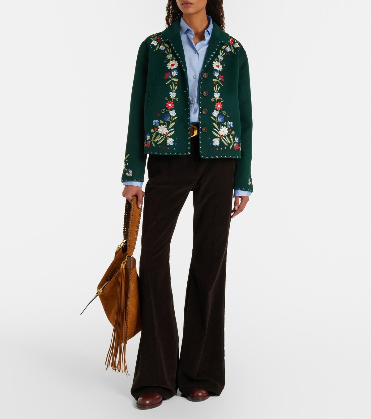 Rixo Jude embroidered wool-blend jacket