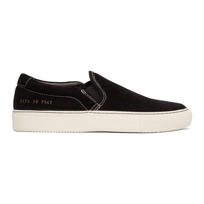 Photo: Common Projects Black Suede Slip-On Sneakers