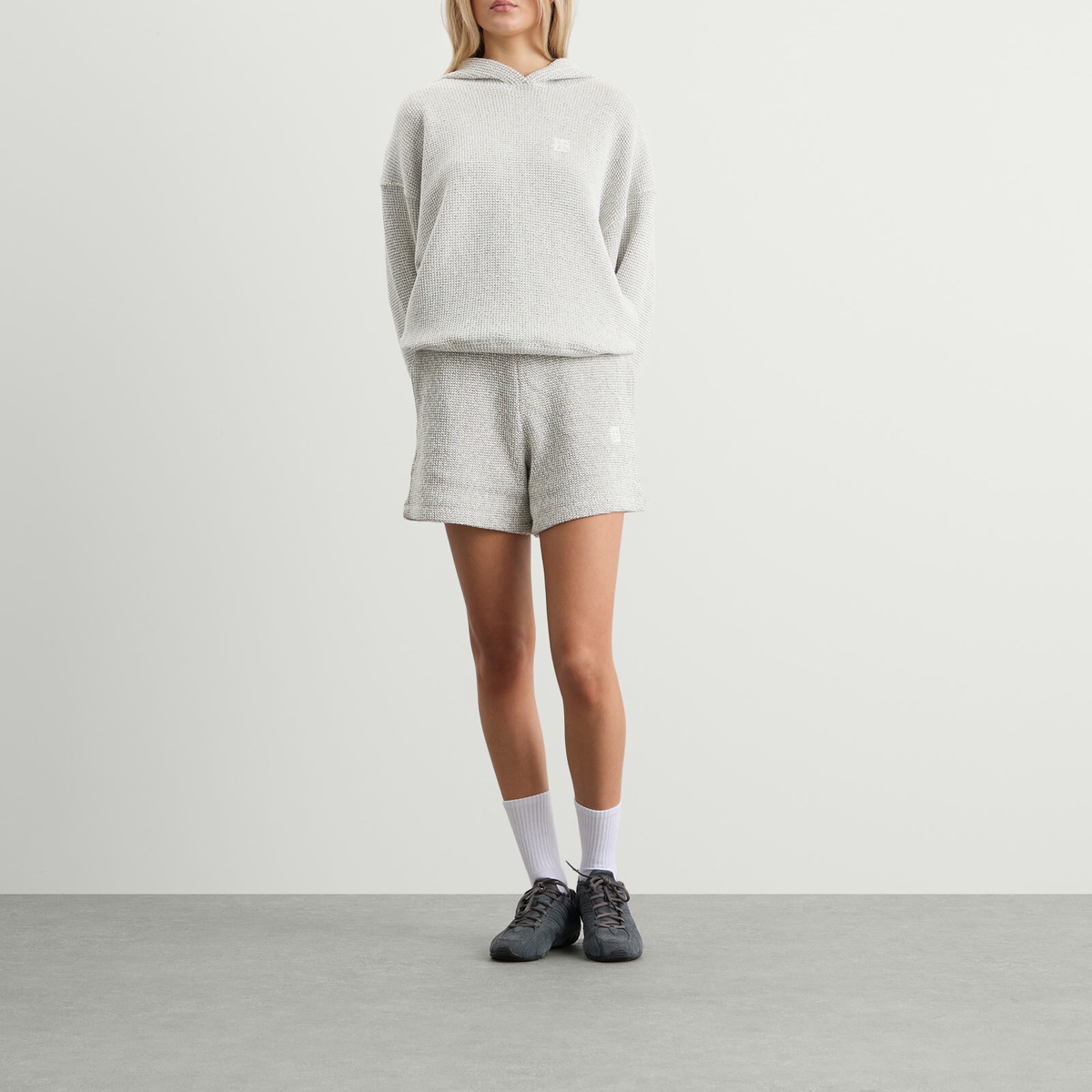 Anine Bing Women's Kam Sweat Shorts in White/Black