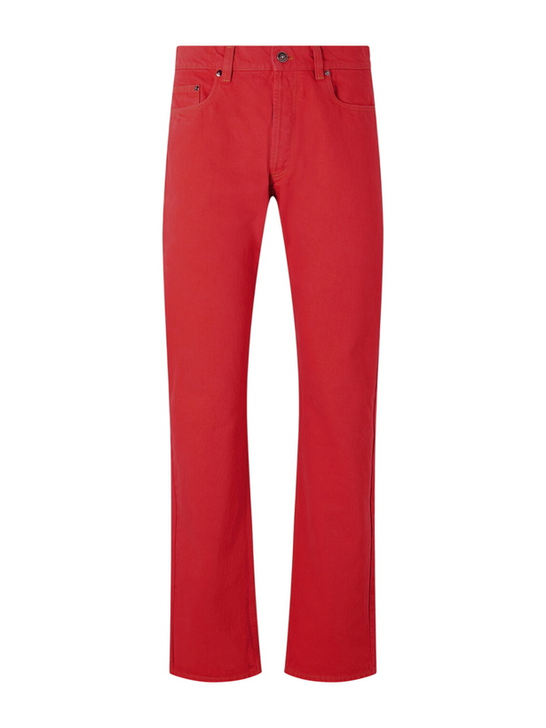 Photo: Versace - Straight-Leg Logo-Appliquéd Jeans - Red