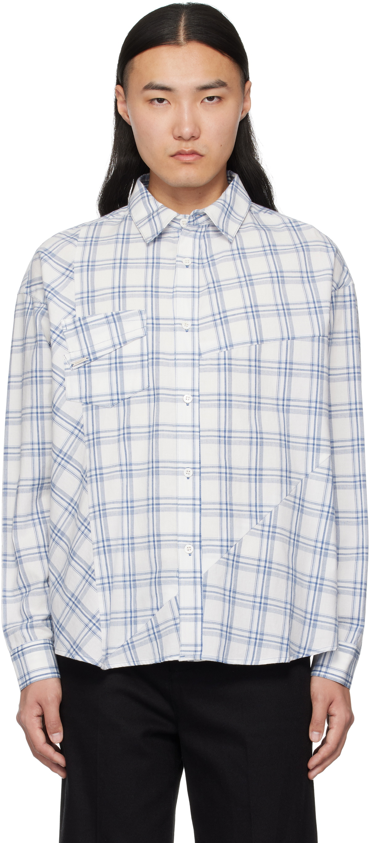 lesugiatelier Blue Sculpture Check Shirt