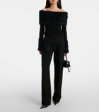Jean Paul Gaultier Ribbed-knit faux fur-trimmed top