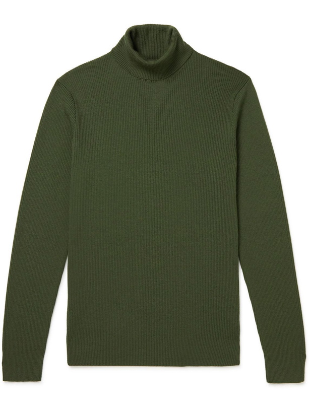 Photo: Mr P. - Ribbed Merino-Wool Rollneck Sweater - Green