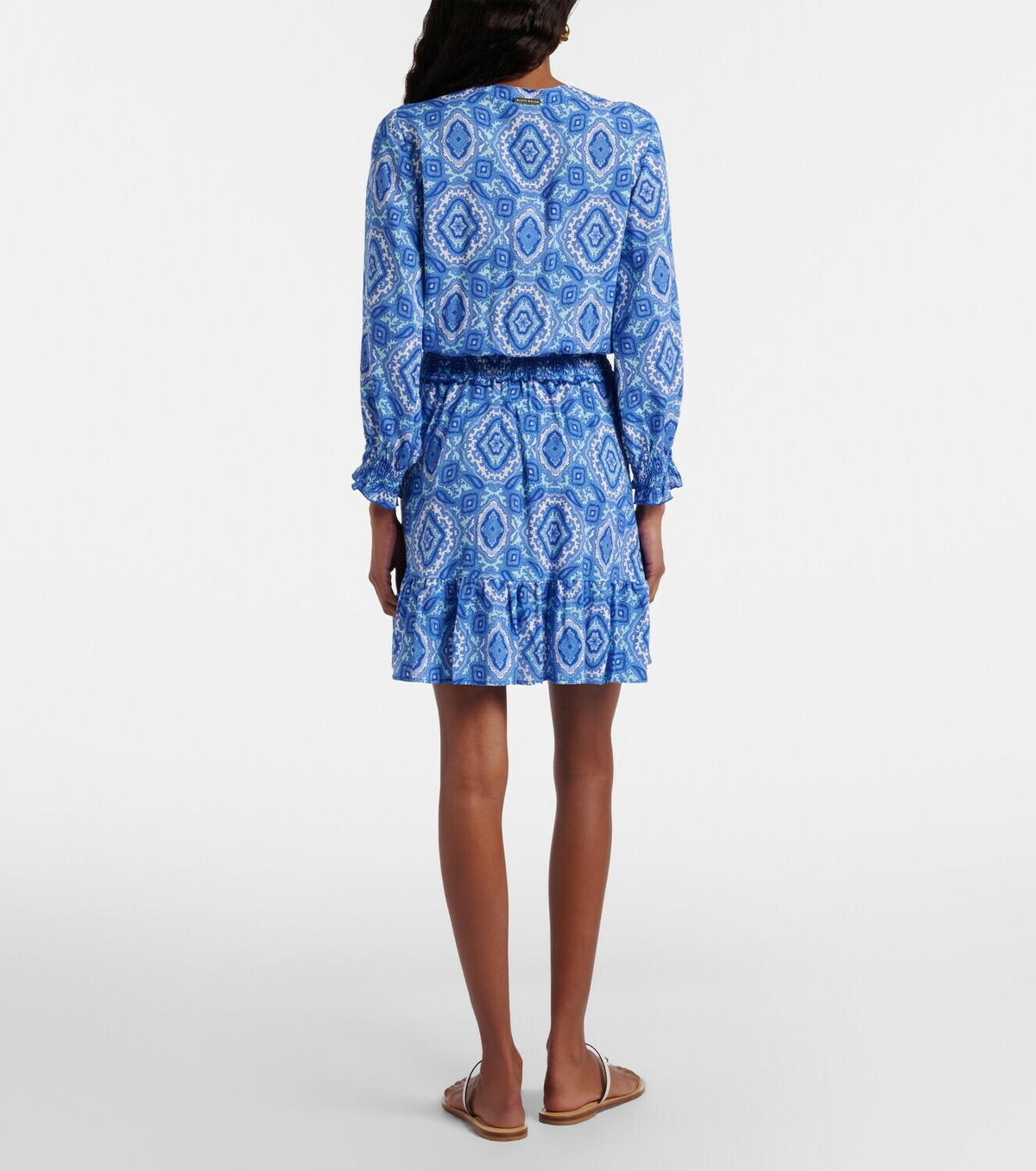 Heidi Klein Mykonos printed smocked minidress