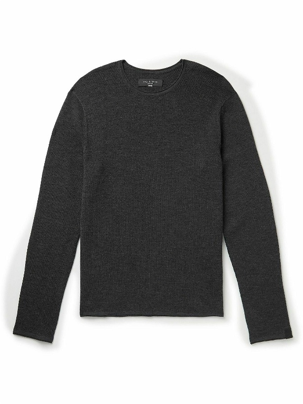 Photo: Rag & Bone - Collin Honeycomb-Knit Merino Wool-Blend Sweater - Gray