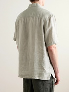 James Perse - Convertible-Collar Garment-Dyed Linen Shirt - Brown