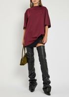 The Attico Logo-embroidered Cotton T-shirt Burgundy