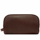 Barbour Men's Leather Washbag in Dark Brown