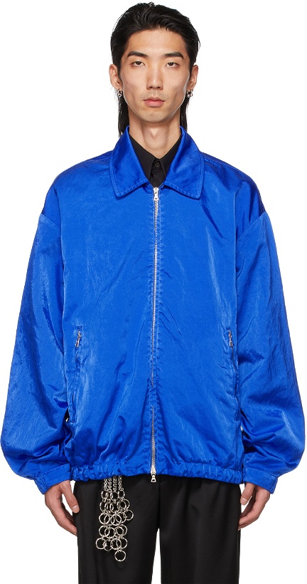 Photo: Dries Van Noten Blue Crinkled Nylon Overdyed Jacket