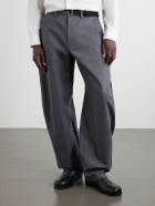 Sacai - Barrel-Leg Belted Woven Trousers - Gray