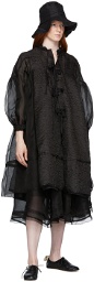 Renli Su Black Mulberry Silk Lace Up Coat