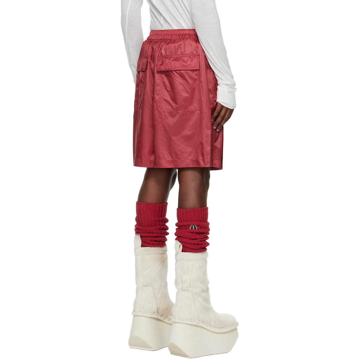 Rick Owens Moncler + Rick Owens Red Kilt Shorts